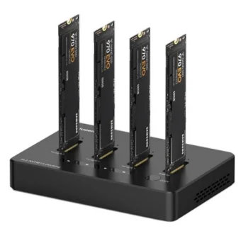 4 vietų M.2 NVMe SSD dokavimo stotelė su USB-C ir USB-A