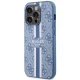 Guess iPhone 14 Pro dėklas 4G Printed Stripes MagSafe, mėlynas