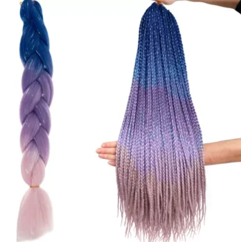 Soulima sintetiniai plaukai kasoms, ombre su blizgučiais, 60 cm