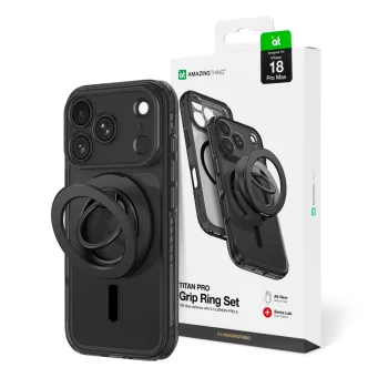 Dėklas AmazingThing Titan Pro Lens Ring Set, skirtas iPhone 18 Pro Max su MagSafe, juodas