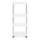 ModernHome Plastic Bathroom Shelf with 4 Tiers and Wheels, White