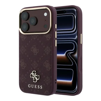 Guess Stripe Peony 4G MagSafe dėklas skirtas iPhone 17 Pro / 18 Pro, bordo