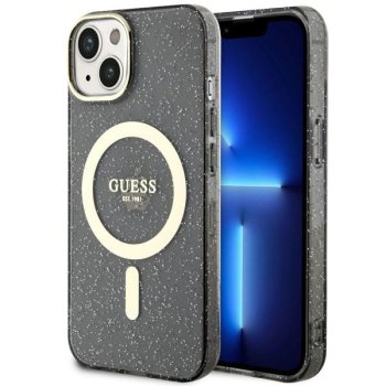 Guess iPhone 14 Case Glitter Gold MagSafe, Black