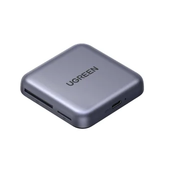 Ugreen 100W PD automobilinis įkroviklis su magnetiniu kortelių skaitytuvu, pilkas