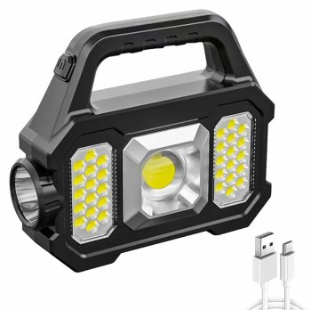 Solar Rechargeable Flashlight, 6000K