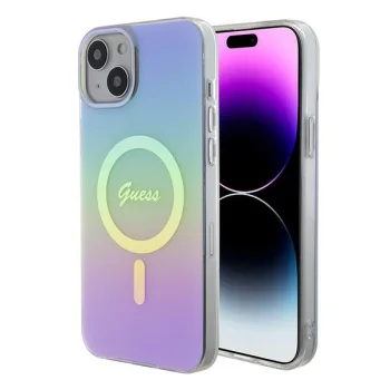 Guess dėklas iPhone 15 Plus / 14 Plus IML Iridescent MagSafe, violetinis