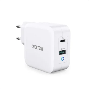 Choetech GaN 65W įkroviklis, USB-C ir USB-A, PD, QC