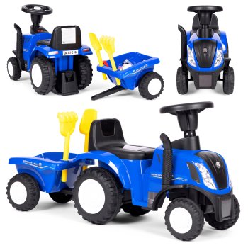 Multistore New Holland Kids Ride-On Tractor with Trailer, Blue
