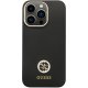Guess Silicone Logo Strass 4G dėklas iPhone 13 Pro telefonui, juodas
