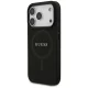 Guess Saffiano Classic Logo MagSafe dėklas iPhone 17 Pro telefonui, juodas