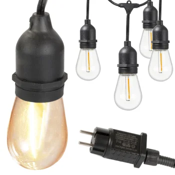 Sodo girlianda 15 LED E27 lempučių 15m, Šiltai balta
