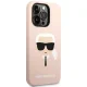 Karl Lagerfeld iPhone 14 Pro 6.1\" dėklas Silicone Karl\'s Head KLHCP14LSLKHLP, rožinis