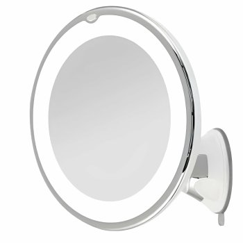 Kosmetinis veidrodis su LED apšvietimu ir 10x padidinimu, baltas