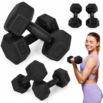 Šešiakampių svarmenų rinkinys MOVEPRO 2x5 kg, juodas