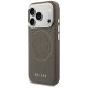 Guess Perforated 4G MagSafe dėklas iPhone 17 Pro Max telefonui, rudas