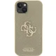 Guess Perforated 4G Glitter dėklas, skirtas iPhone 15, auksinis