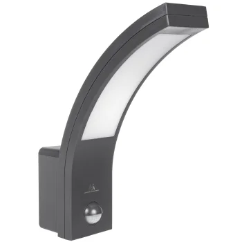 Maclean MCE244 GR fasadinis LED šviestuvas su judesio jutikliu, 10W, IP54, pilkas