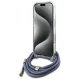 Guess dėklas iPhone 16 Pro Max su virvele Crossbody Cord 4G Print, mėlynas