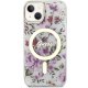Guess dėklas iPhone 14 Plus telefonui Flower MagSafe, skaidrus