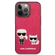 Karl Lagerfeld Ikonik Karl & Choupette dėklas iPhone 13 Pro / 13, Fuksijų
