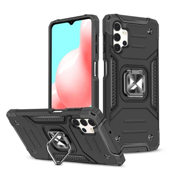 Wozinsky Ring Armor dėklas Samsung Galaxy A32 5G telefonui, juodas