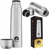 MOUNTAIN GOAT Thermal Mug Bottle Thermos Flask for Hiking Picnic 1L, Silver