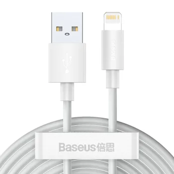 Baseus Simple Wisdom USB to Lightning Cable 1.5m 2.4A (2 pcs), White
