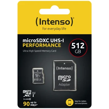 „Intenso Performance“ 512GB microSDXC atminties kortelė Class 10 UHS-I U1 su SD adapteriu