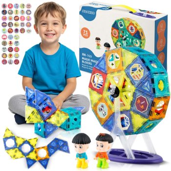 Ricokids RK-769 Magnetic Building Blocks with Carousel, 70+ Pieces