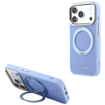 Guess Ring Stand 360 MagSafe case for iPhone 18 Pro / 17 Pro, light blue
