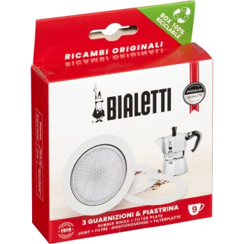 Bialetti tarpinių ir filtro rinkinys 9 puodeliams (3 tarpinės + 1 filtras)