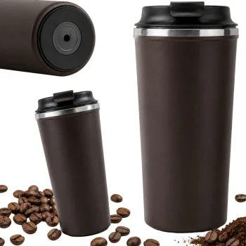 Termopuodelis su siurbtuku nuo apvertimo, 500 ml, rudas