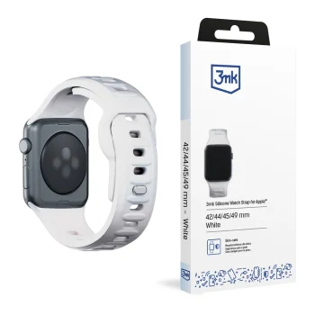 „3mk“ silikoninis laikrodžio dirželis „Apple Watch 42 / 44 / 45 / 49 mm“, baltas