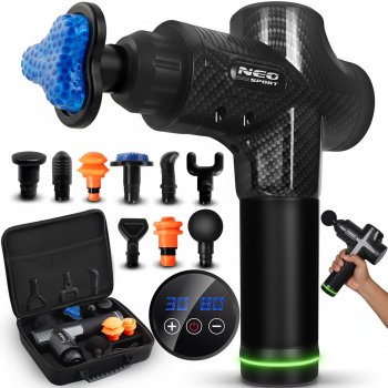 Masažinis pistoletas Neo-Sport NS-503 su 9 galvutėmis, juodas