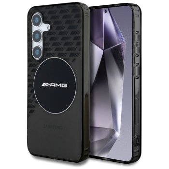 AMG Transparent Rhombs MagSafe dėklas telefonui Samsung Galaxy S25, juodas