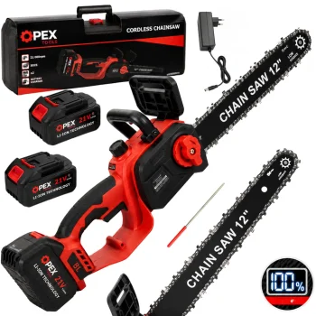 Akumuliatorinis grandininis pjūklas OPEX TOOLS OPX28015, 12" 2x 21V 3Ah