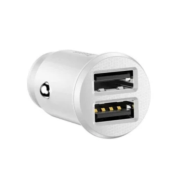 Baseus Grain automobilinis įkroviklis, 2x USB, 5V, 3.1A, baltas