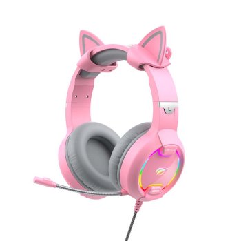 Pink Gaming Headphones Havit H2233D RGB 50mm