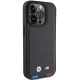 BMW dėklas iPhone 15 Pro telefonui Leather Stamp Tricolor, juodas