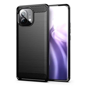 Xiaomi Mi 11i lankstus anglies pluošto tekstūros TPU dėklas, juodas