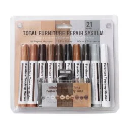 Wood Furniture Repair Kit, 21pc Set with Markers and Wax Сrayons for Scratches