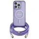 Guess iPhone 16 Pro dėklas Crossbody Cord Script MagSafe, violetinis