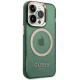 Guess Gold Outline Translucent MagSafe dėklas, skirtas iPhone 14 Pro, žalias