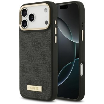 Guess 4G Logo Plate MagSafe dėklas, skirtas iPhone 17 Pro Max, juodas