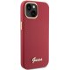 Guess Silicone Script Metal Logo & Frame dėklas iPhone 15 telefonui, raudonas