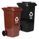 2 šiukšlių dėžių rinkinys (2x 240 l), juoda ir ruda