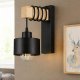 Wooden Wall Sconce Loft Industrial E27 Lamp, Black