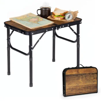 Multigarden Folding Camping Table 60x40 cm, Oak Wood Effect