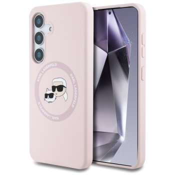 Karl Lagerfeld Silicone Double Heads And Circle MagSafe Case for Samsung Galaxy S25, Pink