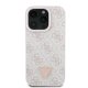 Guess Leather Metal Logo Strass Crossbody dėklas iPhone 16 Pro, rožinis